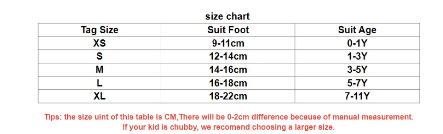 SizeChart Set of 5 baby socks size chart